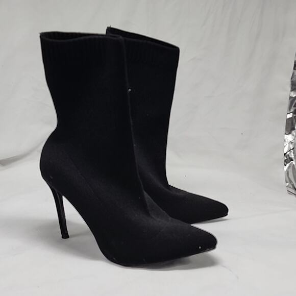 CUCCOO BASIC MINIMALIST STILLETO KNIT SOCK BOOTS WOMENS 37 BLACK - Picture 4 of 16
